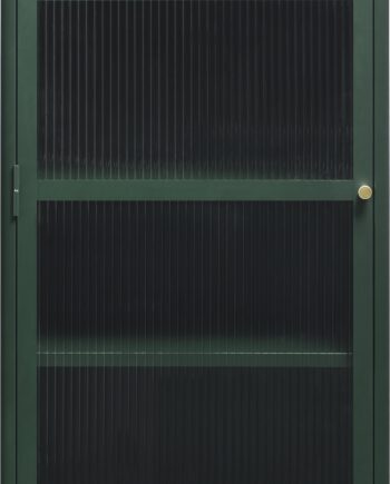 Vitrineskab Glasvitrine Nordique Design Bronco H160ã 58ã 40 Cm  Koldvalset Stål Med Rillet Glasfront  Grøn