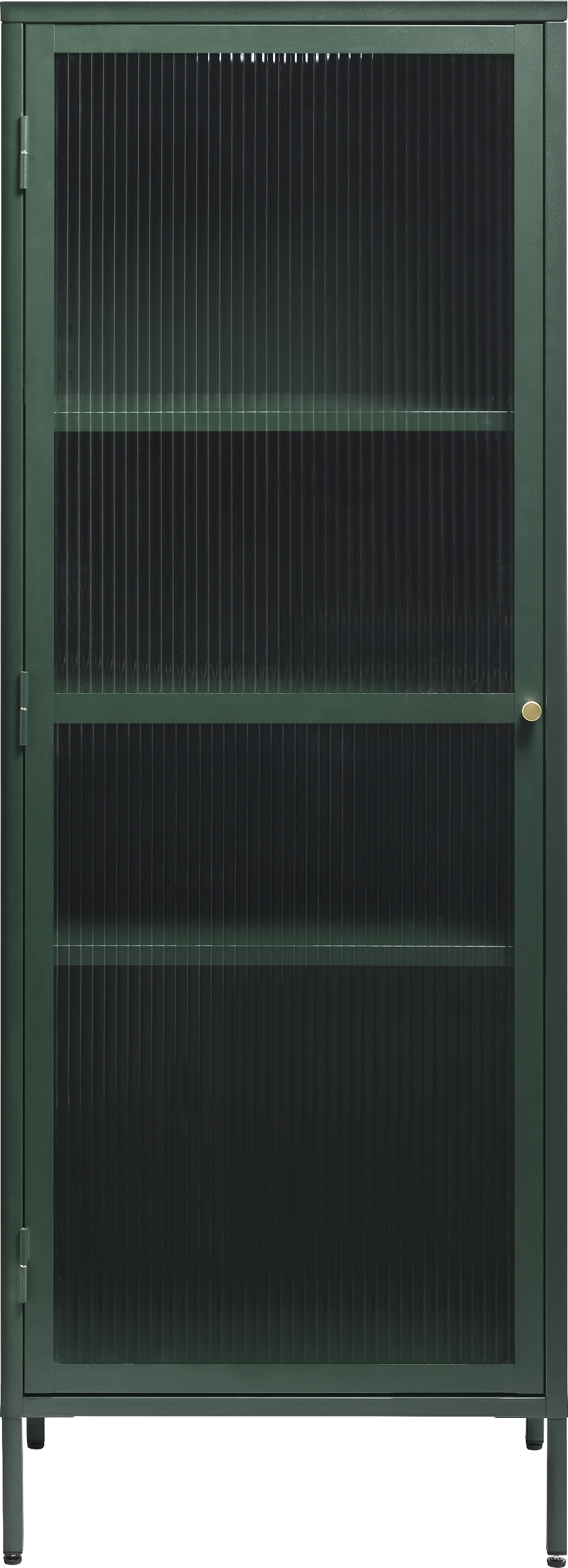 Vitrineskab Glasvitrine Nordique Design Bronco H160ã 58ã 40 Cm Koldvalset Stål Med Rillet Glasfront Grøn