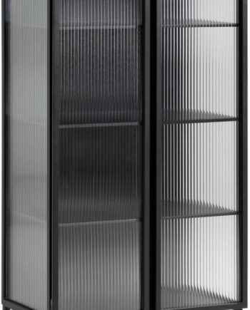 Vitrineskab Kave Home Trixie   Industrielt Sort Metal Og Hærdet Glas H143ã 41ã 70 Cm