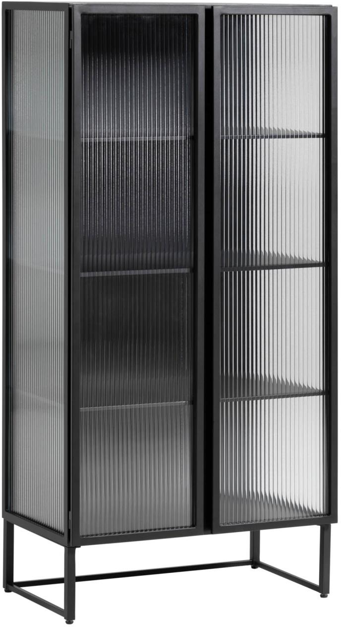 Vitrineskab Kave Home Trixie Industrielt Sort Metal Og Hærdet Glas H143ã 41ã 70 Cm
