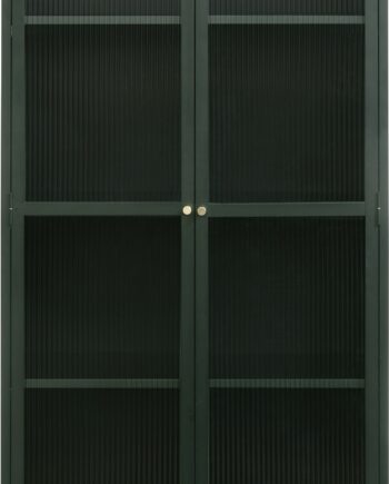 Vitrineskab Nordique Design Bronco  Grøn 190x90x40 Cm  Koldvalset Stål   Hærket Rillet Glas