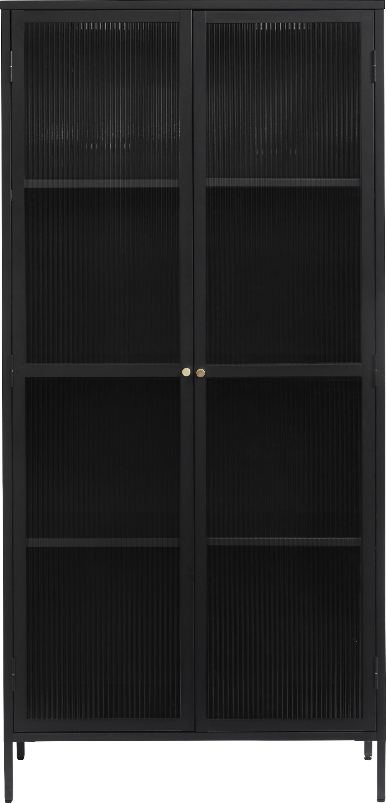 Vitrineskab Nordique Design Bronco Sort Koldvalset Stål Med Rillede Glasdøre H190ã B90 Cm