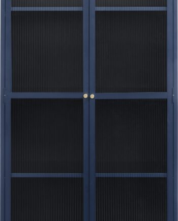 Vitrineskab Nordique Design Bronco Stålblå Glasvitrine H190ã B90ã D40 Cm Koldvalset Stål   Rillet Glas