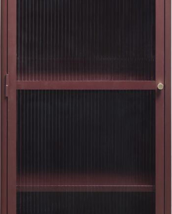 Vitrineskab Nordique Design Bronco Vinrød Med Gyldent Håndtag   Stål Og Hærdet Glas H160ã 58ã 40 Cm