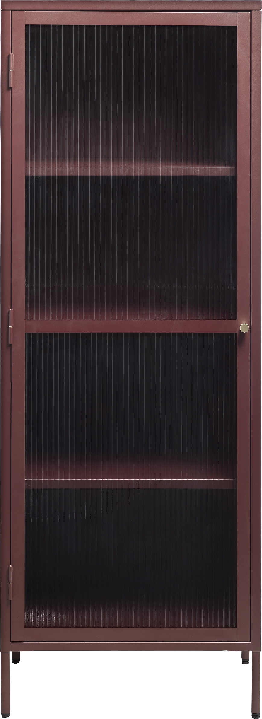 Vitrineskab Nordique Design Bronco Vinrød Med Gyldent Håndtag Stål Og Hærdet Glas H160ã 58ã 40 Cm
