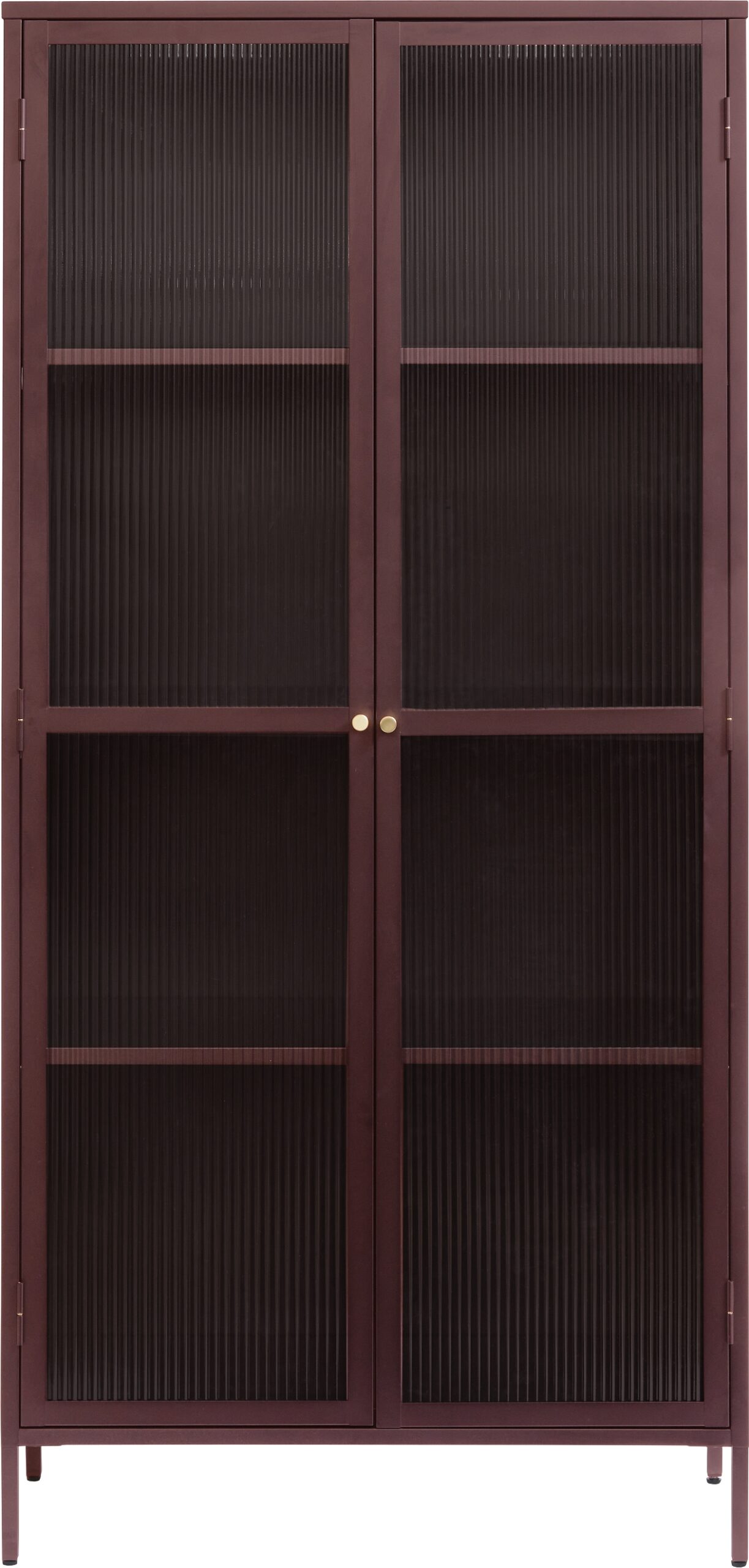 Vitrineskab Nordique Design Bronco Vinrødt Stål Rillet Glas H190ã B90ã D40 Cm