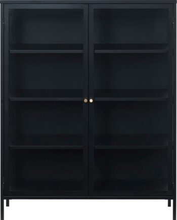 Vitrineskab Og Displayskab Nordique Design Carmel   Sort Koldvalset Stål Med Hærdet Glas  Justerbare Hylder  H140ã B40ã D110 Cm