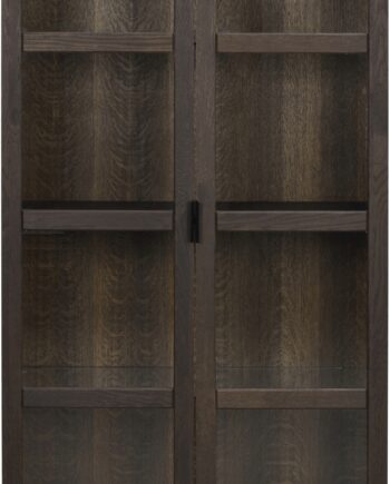 Vitrineskab Rowico Everett Udstillingsskab   Massiv Egetræ   Sort Pulverlakeret Metalstel 195x95x41 Cm Fsc-certificeret
