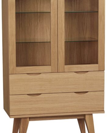 Vitrineskab Rowico Filippa Glasvitrine   Olieret Massiv Egetræ H140xb81xd40 Cm