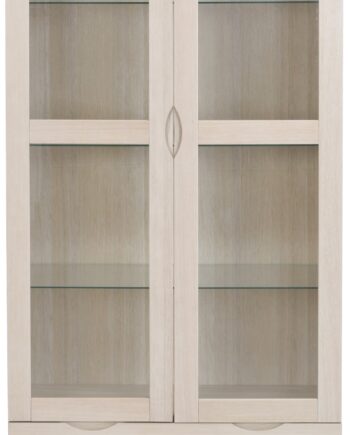 Vitrineskab Rowico Filippa Hvidkalket Egetræsfiner Soft-close Glasdøre Skuffe Tre Flytbare Hylder H185xb82xd40 Cm
