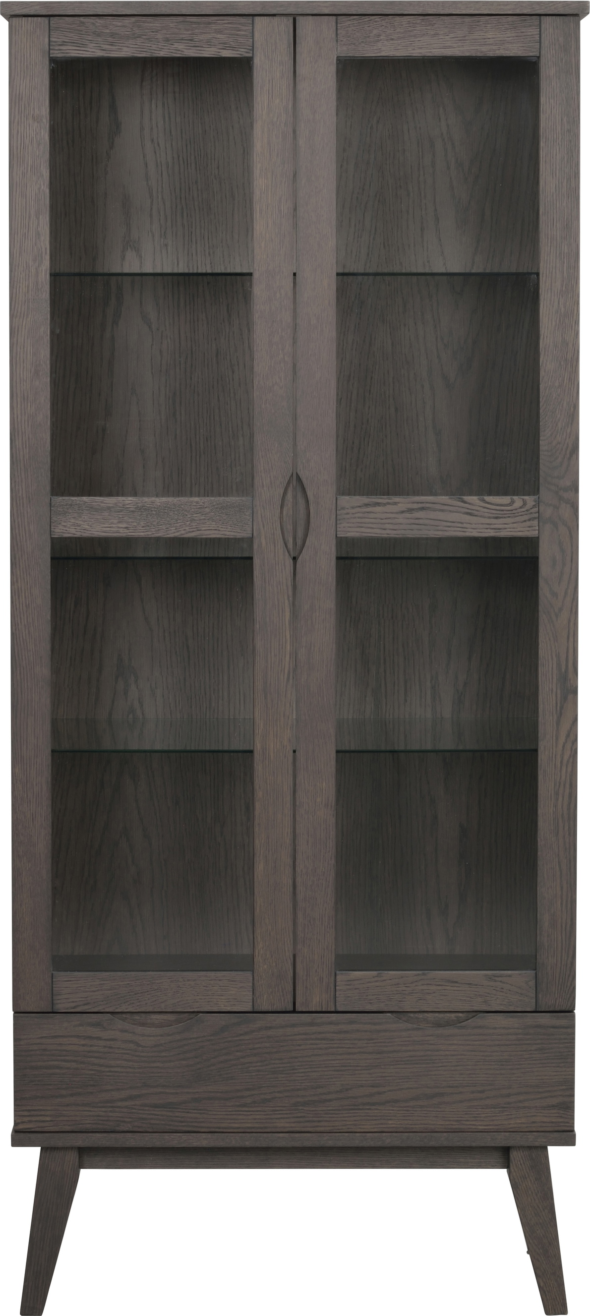 Vitrineskab Rowico Filippa Mørkebrun Egetræ Og Glas H185ã B82ã D40 Cm