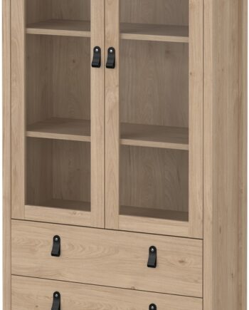 Vitrineskab Vesterholm Lunor   Displayskab    Døre   Glas     Skuffer  Jackson Hickory  H199xb78xd32   Cm  Fsc