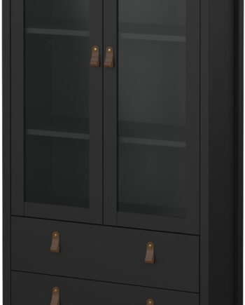 Vitrineskab Vesterholm Lunor  Mat Sort  Væghængt     Glaslåger Og   Skuffer  H199xb78xd32   Cm