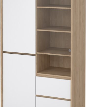 Vitrineskab Vesterholm Next  Jackson Hickory Hvid Højglans  H170xb100xd48 Cm  Vægmonteret