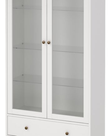 Vitrineskab Vesterholm Nora  Hvid    Glasdøre     Skuffer  H200ã B96ã D42 Cm  Fsc-spånplade