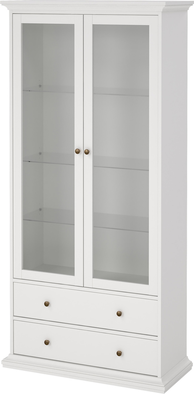 Vitrineskab Vesterholm Nora Hvid Glasdøre Skuffer H200ã B96ã D42 Cm Fsc-spånplade