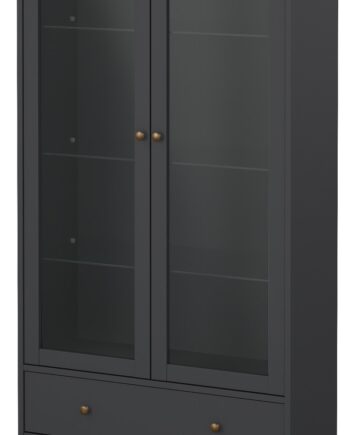 Vitrineskab Vesterholm Nora  Mat Grå    Glasdøre Og   Skuffer  H200xb96xd42 Cm  Danskproduceret Fsc