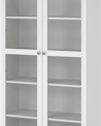 Vitrineskab Vesterholm Roma   Hvid Folie H203xb89xd36 Cm  Glasdøre  Kromfarvede Stålsben