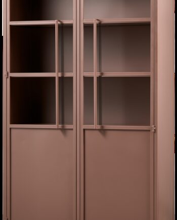 Vitrineskab Woood Exhibit  Industriskab   Mat Brun Pulverlakeret Jern    Hylder  H173xb99xd45 Cm