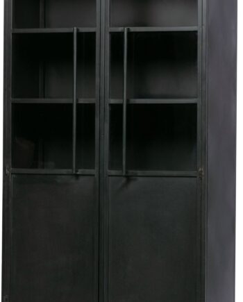 Vitrineskab Woood Exhibit  Mat Sort Pulverlakeret Metal    Hylder  H173ã B99ã D45 Cm
