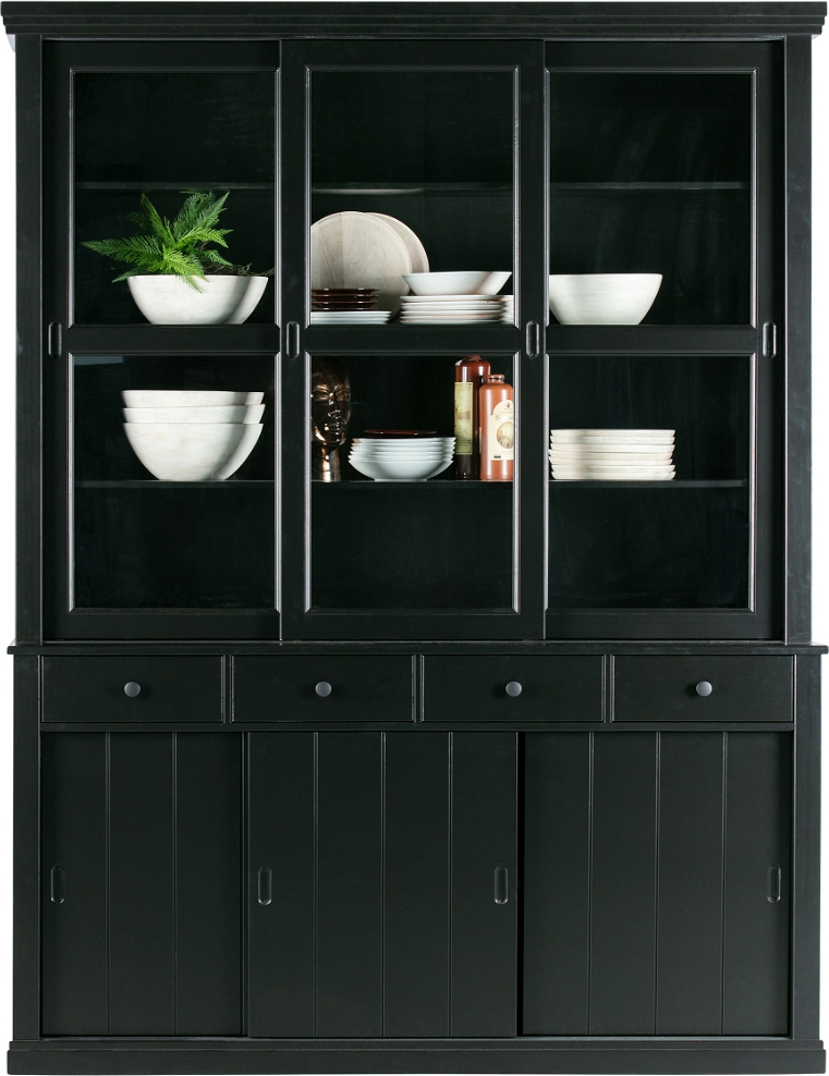 Vitrineskab Woood Lagos   Sort Fsc-fyrretræ  H214ã B48ã L166 Cm