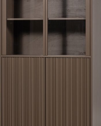 Vitrineskab Woood Nova  Truffle Brown Slebet Fyrretræ  Glasparti   Lukket Opbevaring  H172xb102xd40 Cm  Fsc Mix