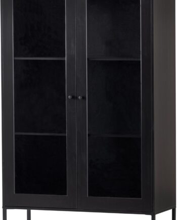 Vitrineskab Woood Xam H155ã B100ã D40 Cm  Sort Fyrretræ  Mat Finish  Fsc-certificeret