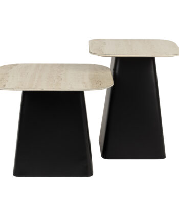 White Label Living Baru Sidebord Beige Keramik Og Sort Jern  Sæt Med