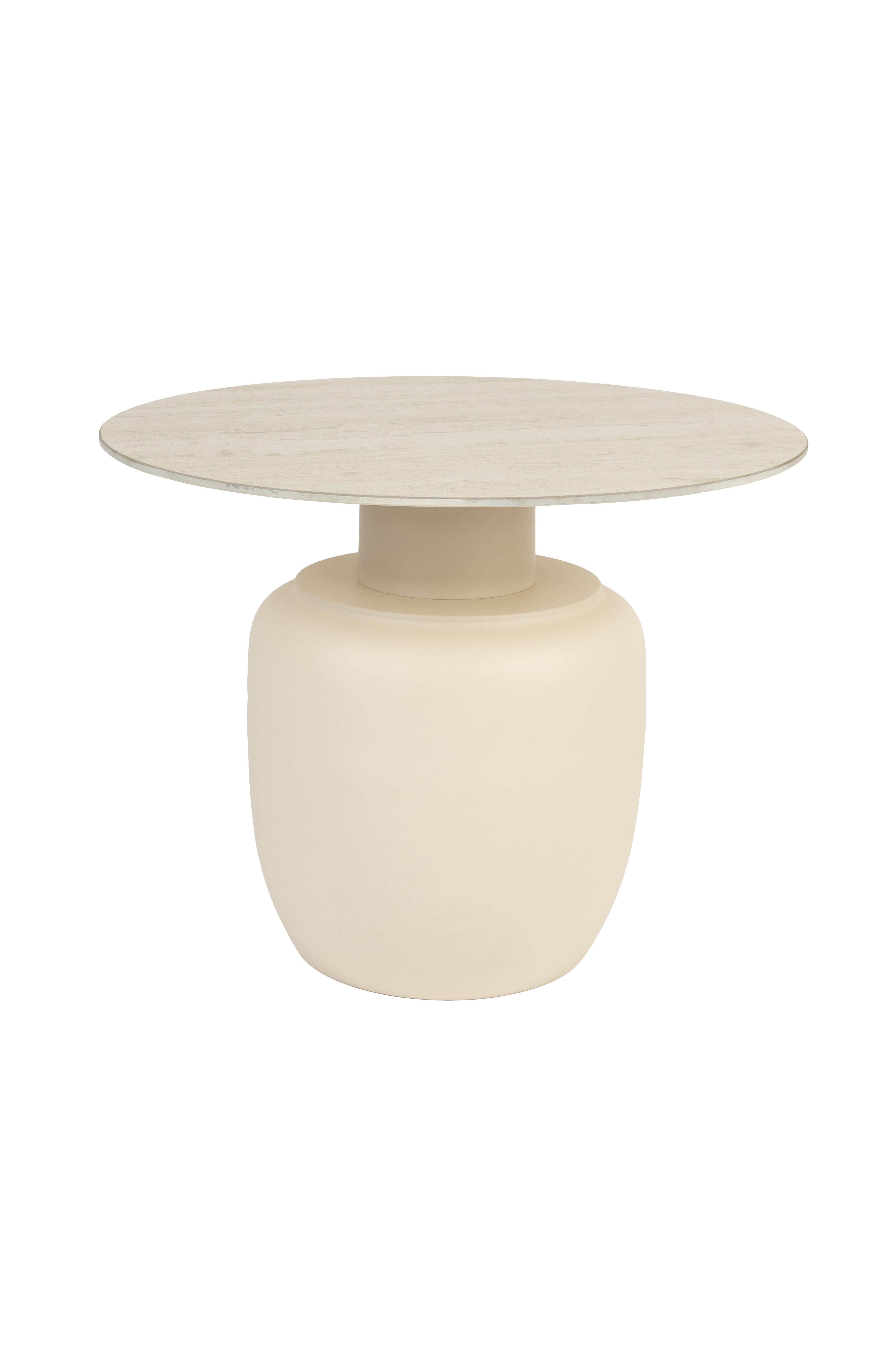White Label Living Karula Sidebord  Høj  Rund Beige Keramik Jern  ø60