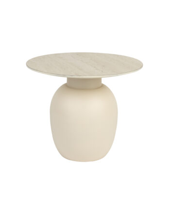 White Label Living Karula Sidebord  Lav  Rund Beige Keramik Jern  ø50
