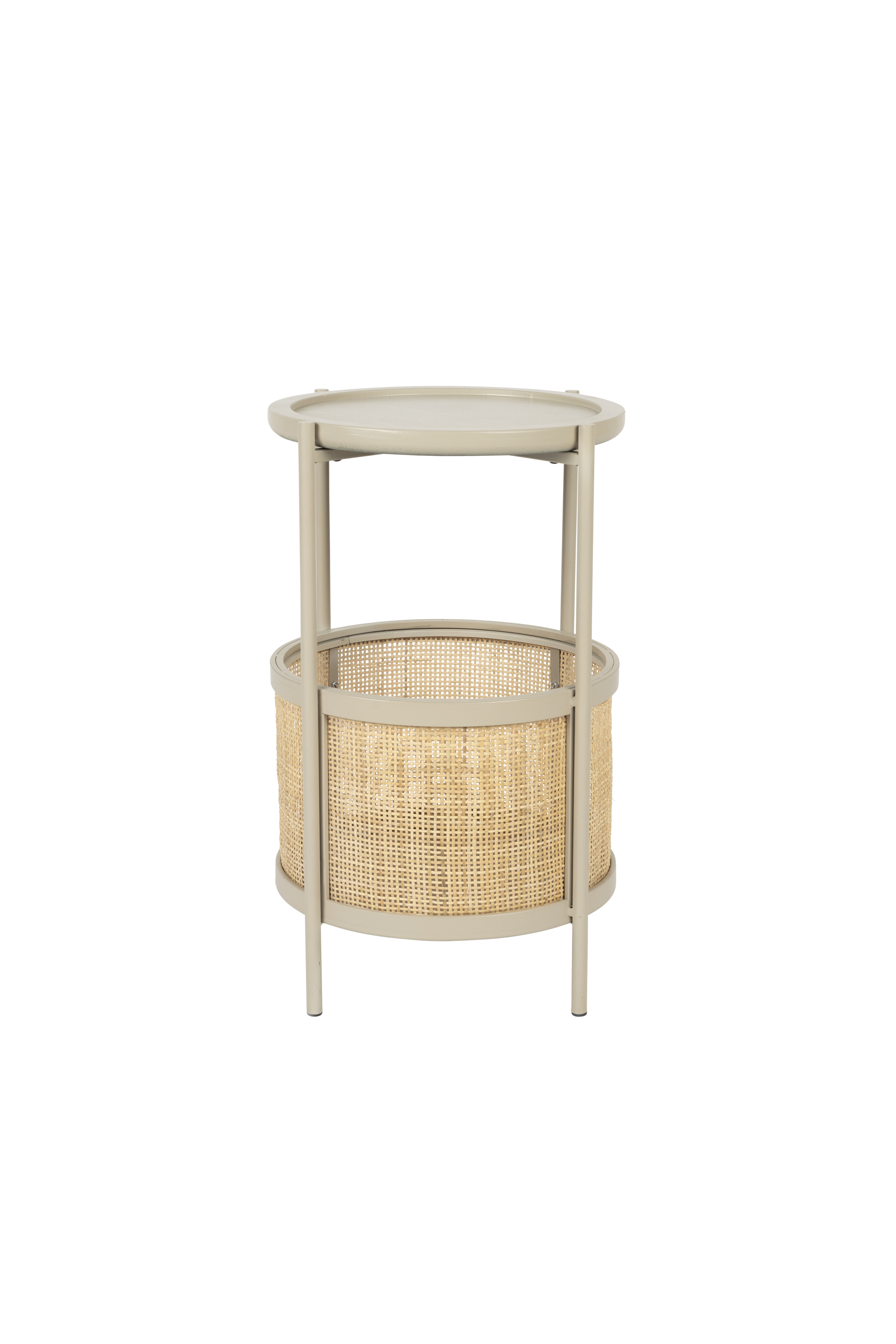 White Label Living Makoto Sidebord     Kurv Rattan Og Sand Askefinér Metal  ø30
