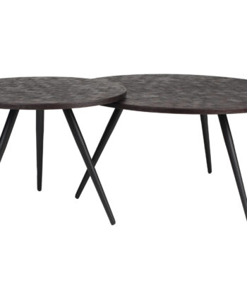 White Label Living Webster Sofabord Og Sidebord Brun Genbrugsteak Og Jern  Sæt Med