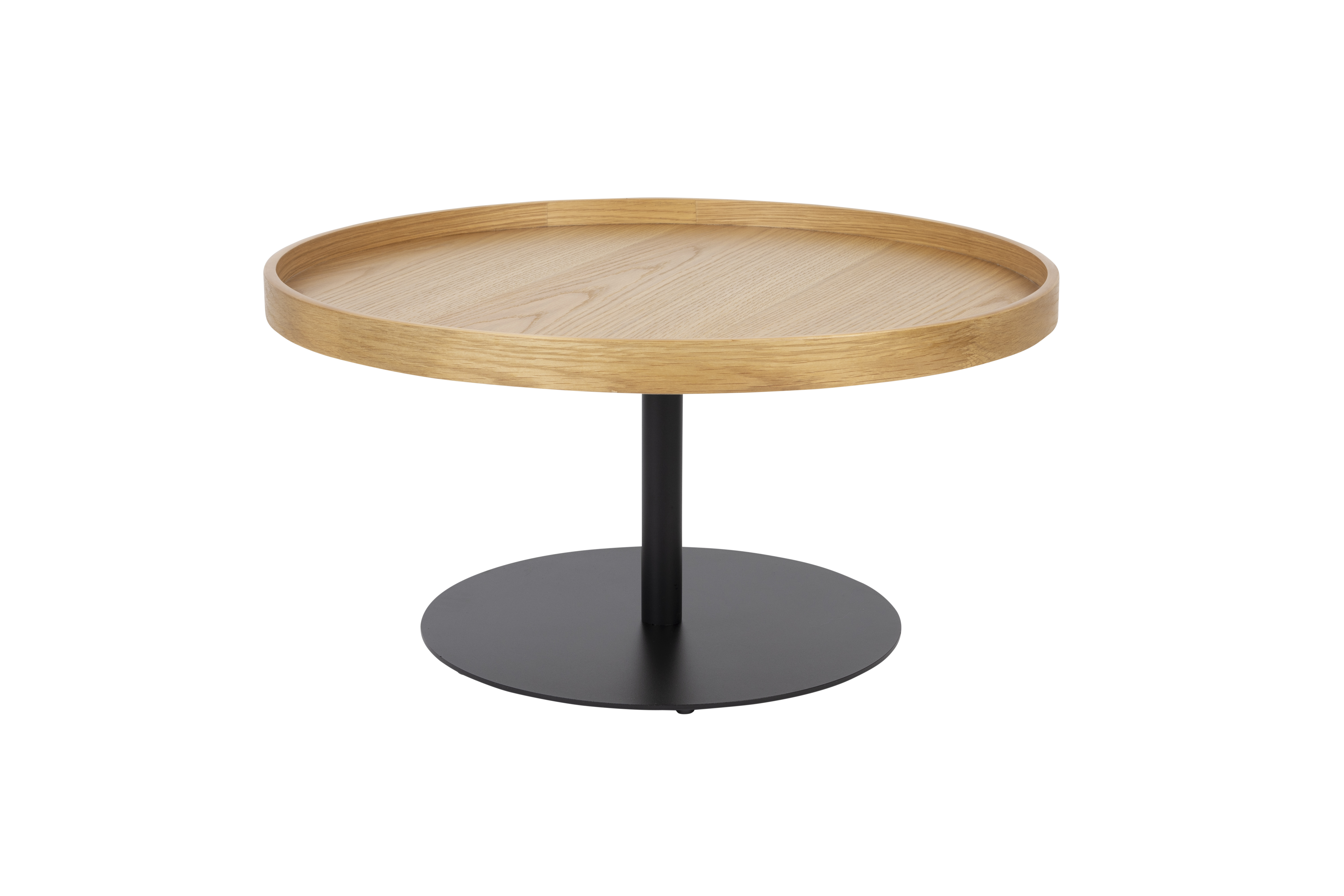 White Label Living Yuri   Sidebord  Rund Natur Egefinér Og Sort Jern  ø70