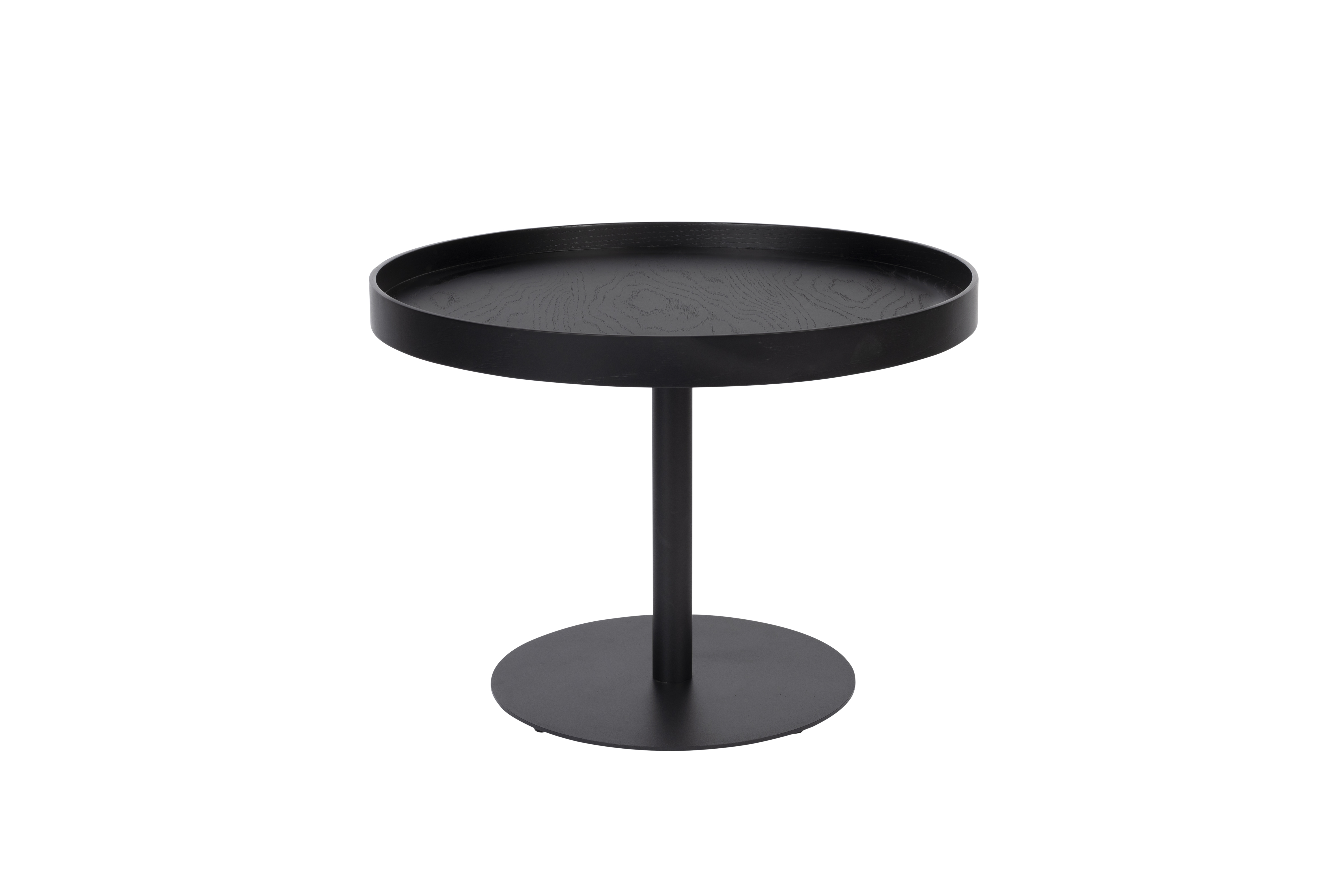 White Label Living Yuri   Sidebord  Rund Sort Egefinér Og Sort Jern  ø56