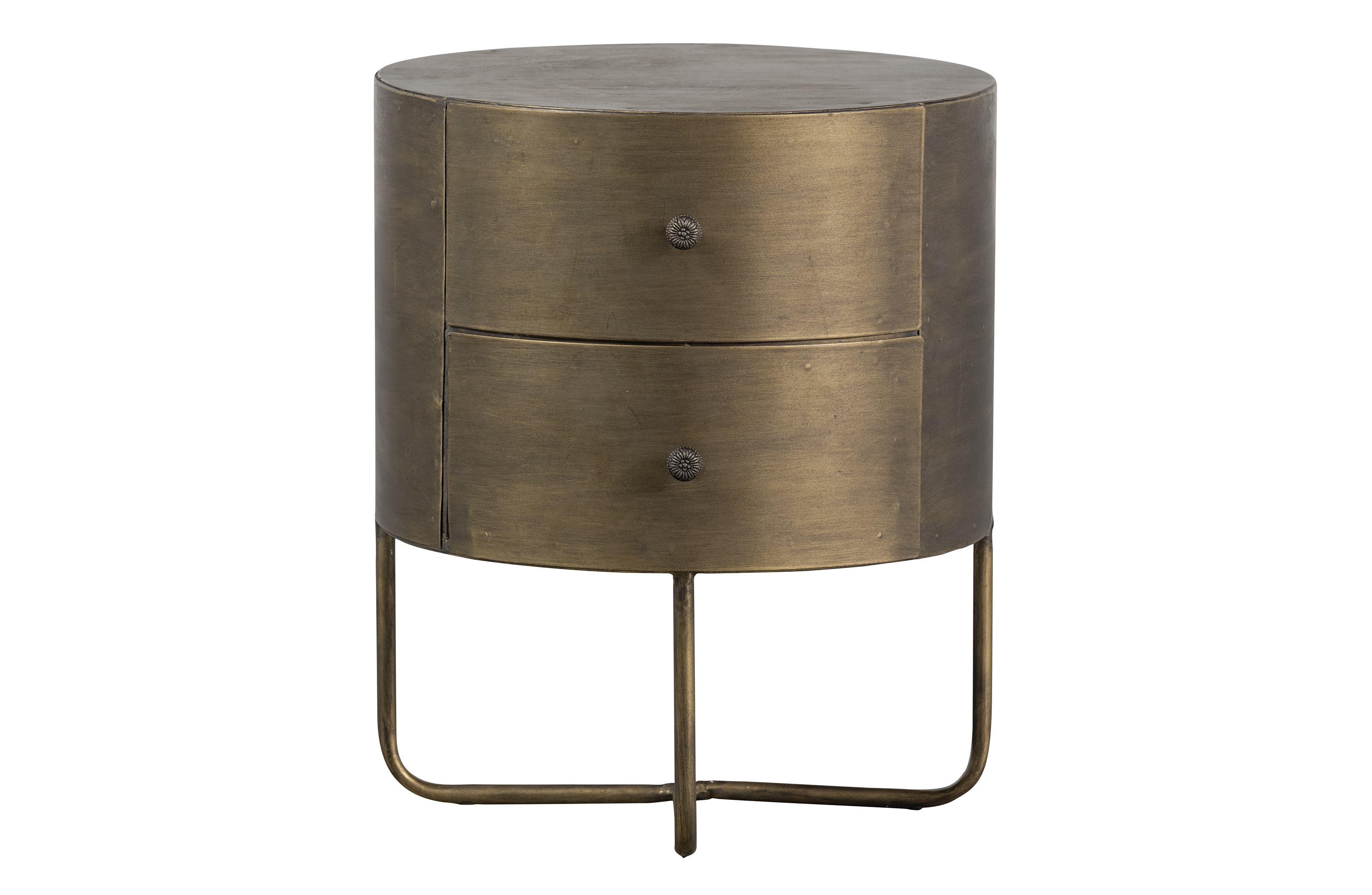 Woood Collection Kommode       Skuffer  Rund Antik Messing Metal  ø39