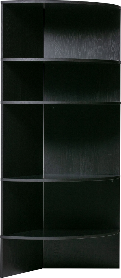 Woood Exclusive Trian Halvrund Bogreol Sort Børstet Asketræ H168xb100xd76 Cm