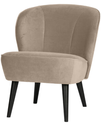 Woood Sara Lænestol Khaki Polyester Fløjl Og Træ