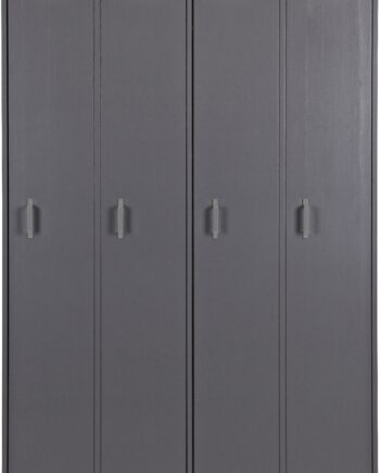 Woood Stijn Locker   Massivt Fyrretræ Grå Skab Med Skjulte Døre Og   Hylder 187x103x40 Cm