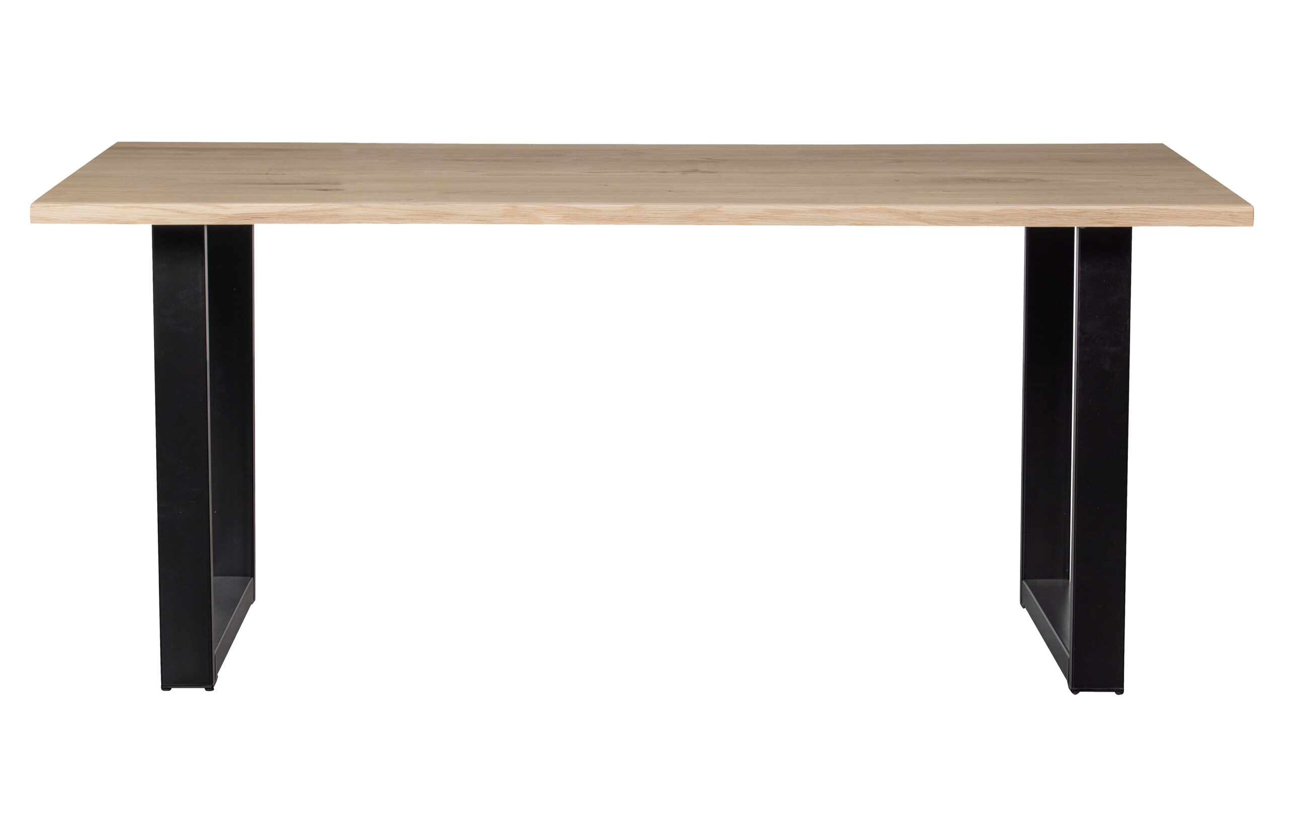 Woood Tablo Træstamme Spisebord Bølget Kant Rektangulær Natur Eg Og Sort Stål 180x90