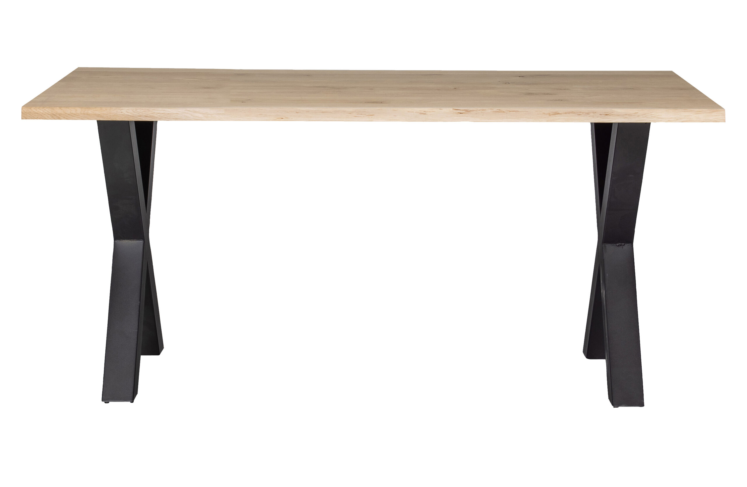Woood Tablo Træstamme Spisebord Bølget Kant Rektangulær Natur Eg Og Sort Stål 180x90