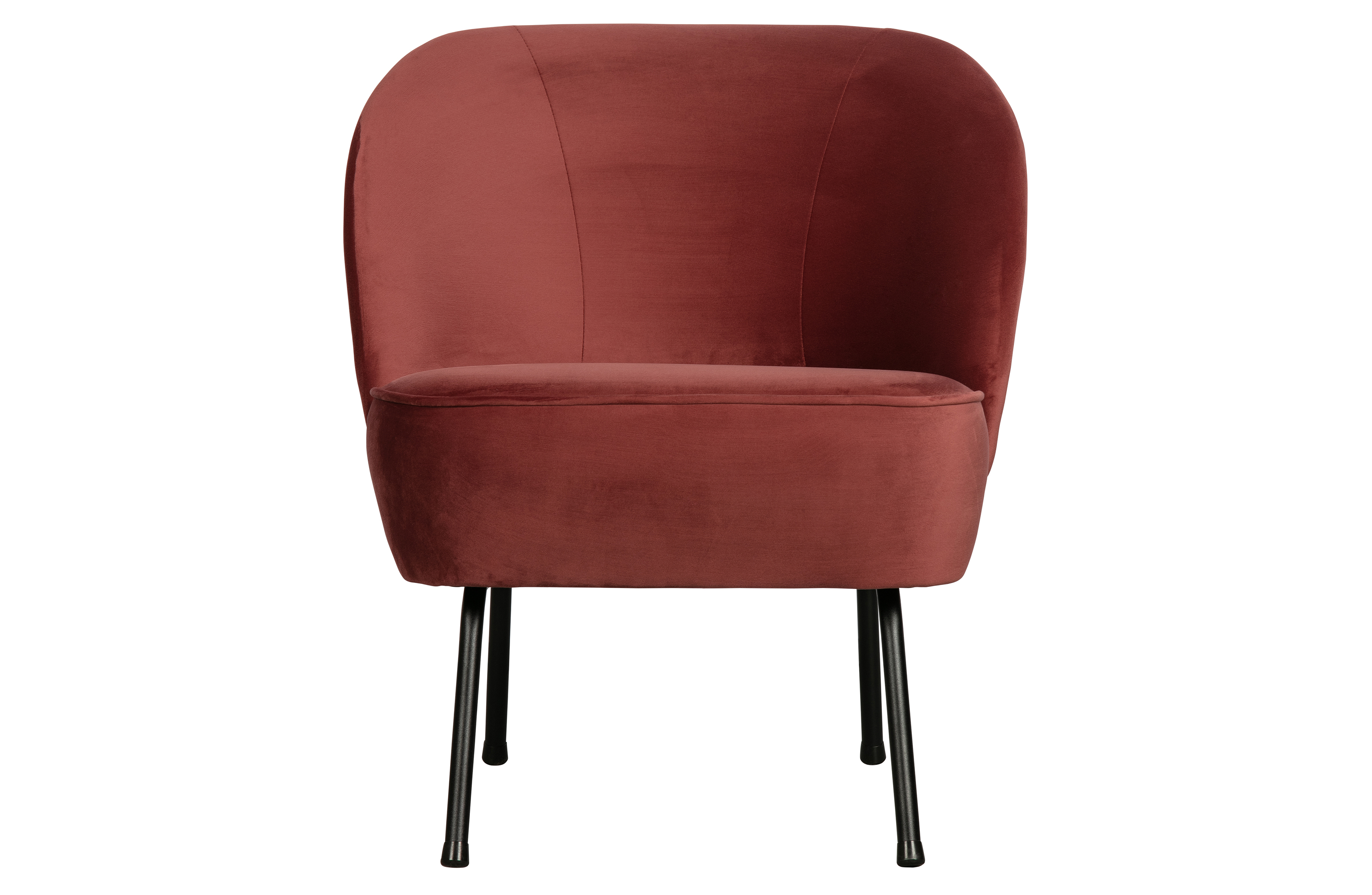 Woood Vogue Lænestol Kastanjefarvet Fløjl Polyester Og Sort Metal