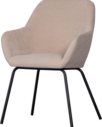 Woood Vos Spisebordsstol Med Armlæn   Sandfarvet Chenille Polyester  Bæredygtig