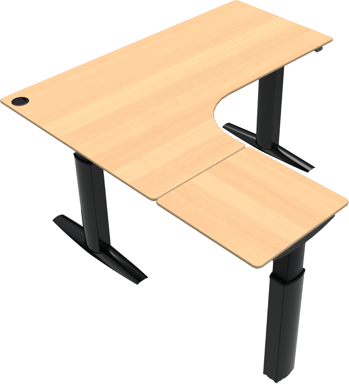 Zennord Elevateline -formet Tre-bens Venstrevendt Hæve- Sænkebord Natur Sort 68-120 Cm