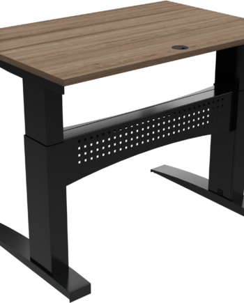 Zennord Flexdesk To-bens Hæve- Sænkebord   Valnødmelamin Mørk Natur Sort 122x80x120 Cm 150 Kg Kapacitet Ergonomisk Kabelføring
