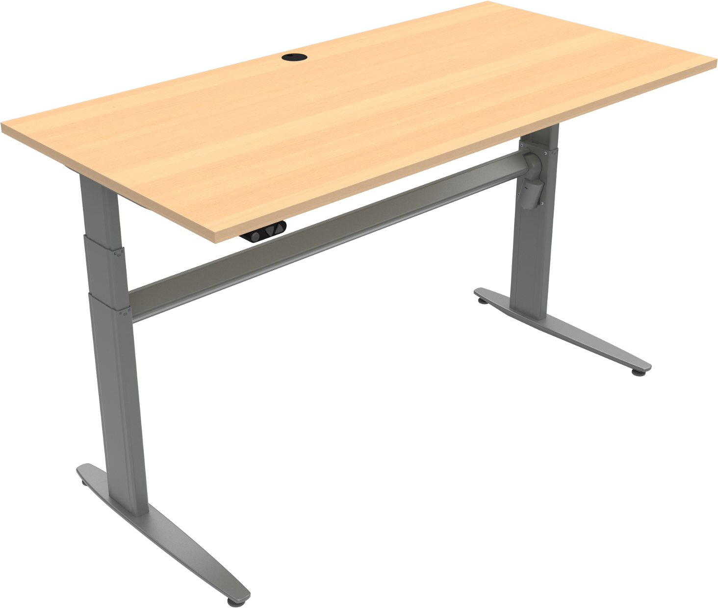 Zennord Movemate Ergonomisk -bens Firkantet Hæve-sænkebord 160x80 Cm Naturbøg Sølv