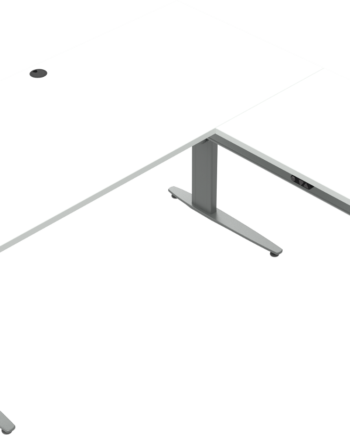 Zennord Movemate Tre-bens Hæve- Sænkebord Firkantet Arbejdsskrivebord 160x160 Cm H68-120 Cm Hvid Sølv
