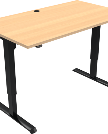 -benet Hæve- Sænkebord Zennord Adaptdesk Firkantet Ergonomisk Bøg Sort 140x80 Cm Højde 68-118 Cm