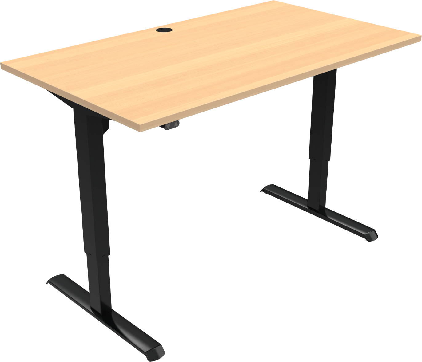 -benet Hæve- Sænkebord Zennord Adaptdesk Firkantet Ergonomisk Bøg Sort 140x80 Cm Højde 68-118 Cm
