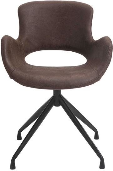 -pak Spisebordsstol Med Armlæn House Of Sander Luna   Mørkebrun Mikrofiber Med Roterbart Sort Stel
