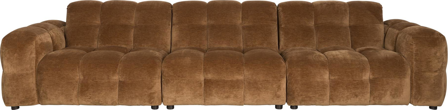 -personers Sofa Dutchbone Hackman Valnød Polyester Retro Design Firkantede Paneler H84 B364 L102 Cm